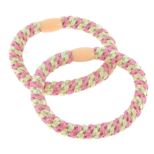 Metallfreie gewebte Haargummis beige-rosa