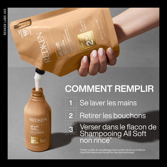Feuchtigkeitsspendendes Shampoo f&uuml;r trockenes und strapaziertes Haar All Soft 300&nbsp;ml + Nachf&uuml;llung 500&nbsp;ml