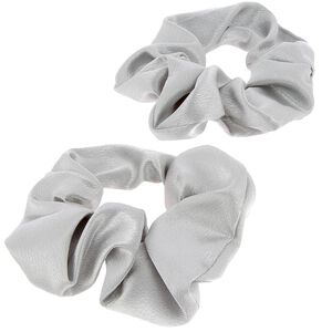 2 Satin-Haargummis Silber