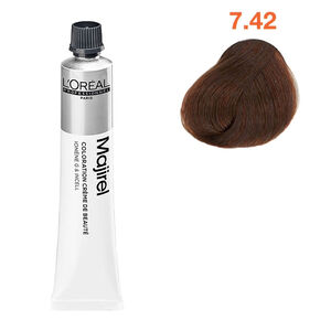 Permanente Haarfarbe Majirel 7.42 kupferblond mit Schimmer