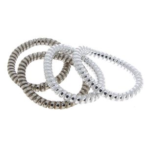 D&uuml;nne Scoubidou-Haargummis grau und silberfarben