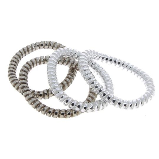 D&uuml;nne Scoubidou-Haargummis grau und silberfarben