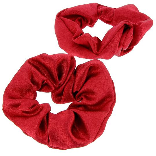 2 Satin-Haargummis Rot