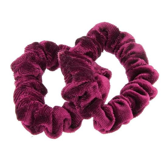 Duo-Haargummis aus Cord Bordeauxrot