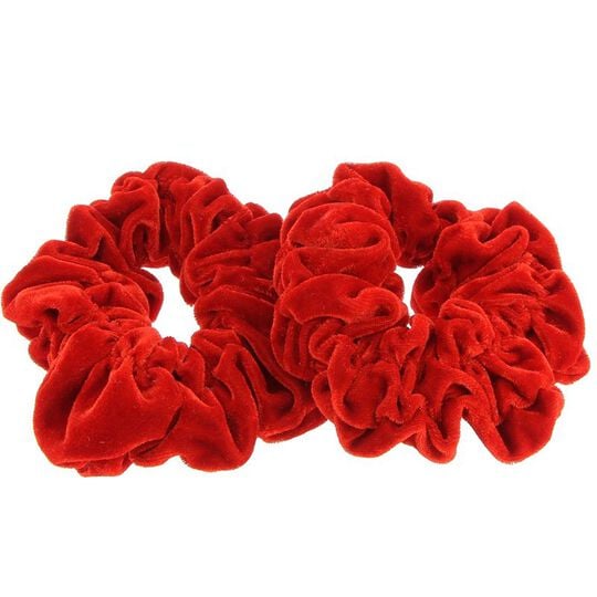 2 XXL-Samt-Haargummis Rot