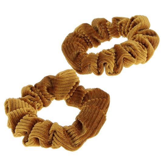 Duo-Haargummis aus Cord ockerfarben
