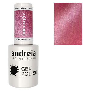 Halbpermanenter Nagellack Cat Eye Effect silbern mit rosa Schimmer