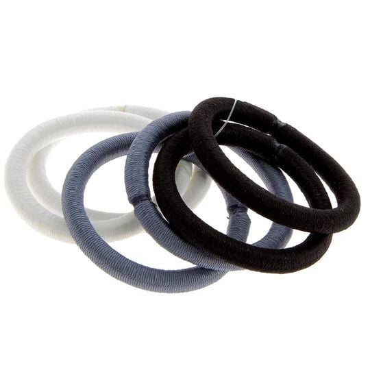 Gummib&auml;nder ohne Metall X 6 Schwarz, Wei&szlig; und Grau