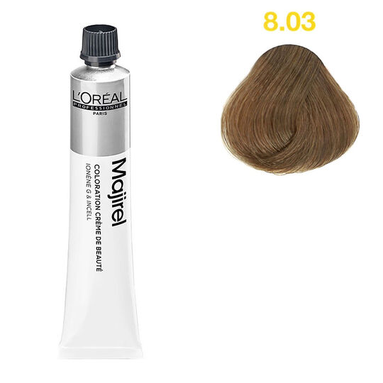 Permanente Haarfarbe Majirel 8.03 nat&uuml;rliches Hellblond mit goldenem Schimmer