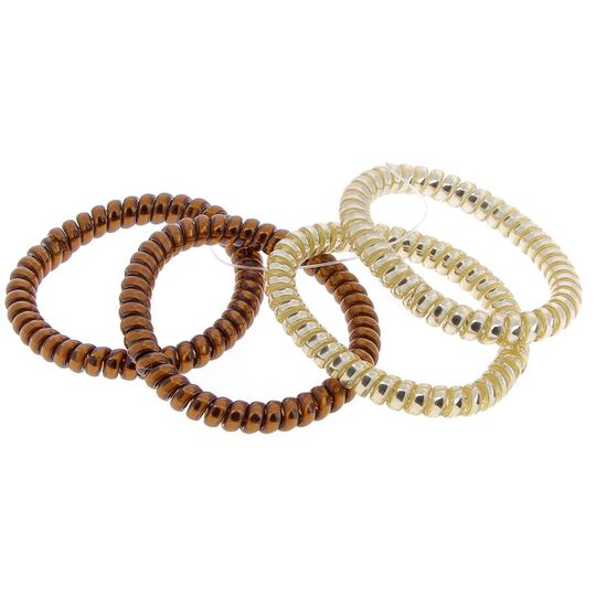 D&uuml;nne Scoubidou-Haargummis Bronze und Gold