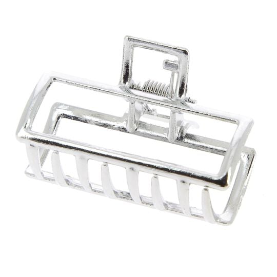 Kleine Metall-Krokodilklammer Rechteck silberfarben