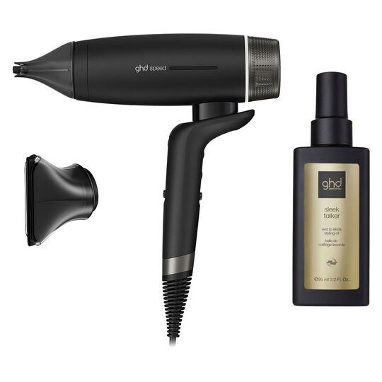 Speed-Haartrockner mit breiter D&uuml;se und Gl&auml;ttungs&ouml;l