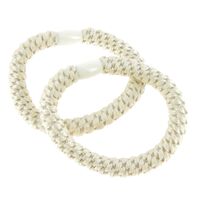 Metallfreie gewebte Haargummis in Ecru