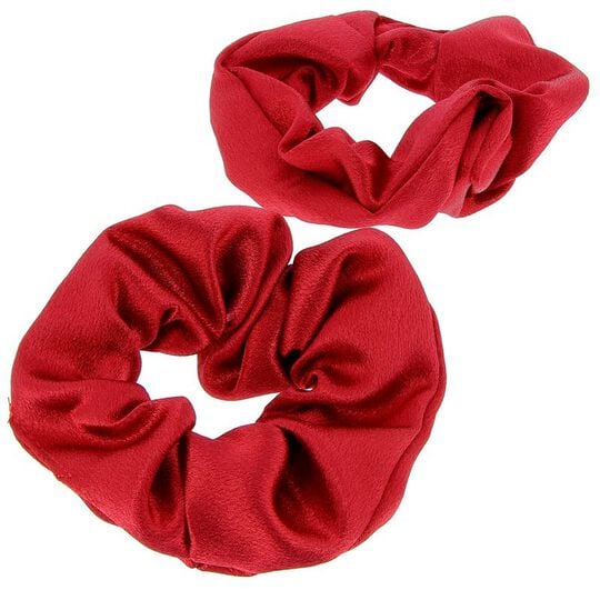 2 Satin-Haargummis Rot