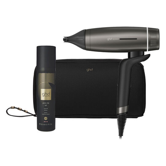 Speed-Haartrockner mit Tasche und Volumenspray grau / schwarz