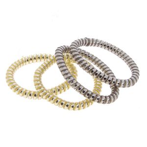 D&uuml;nne Scoubidou-Haargummis grau und goldfarben