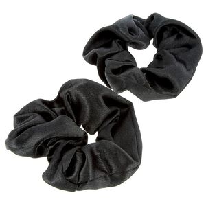 2 Satin-Haargummis Schwarz