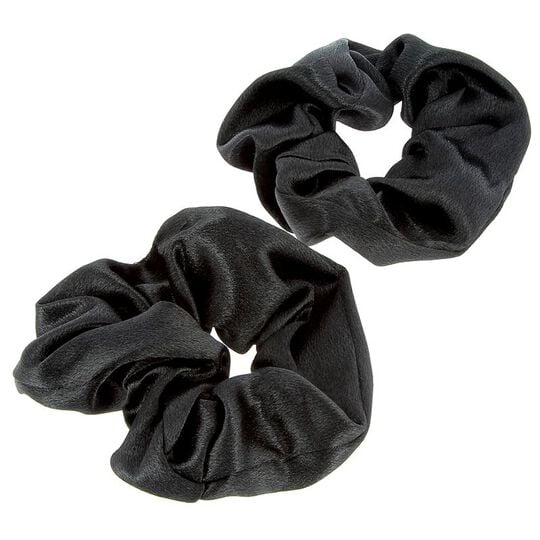 2 Satin-Haargummis Schwarz