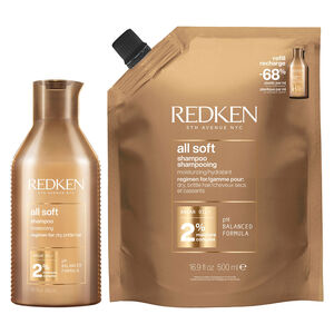 Feuchtigkeitsspendendes Shampoo f&uuml;r trockenes und strapaziertes Haar All Soft 300&nbsp;ml + Nachf&uuml;llung 500&nbsp;ml