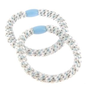 Metallfreie gewebte Haargummis Blau und Wei&szlig;