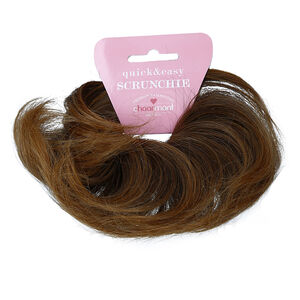 Haargummi Scrunchie braun mit Str&auml;hnchen