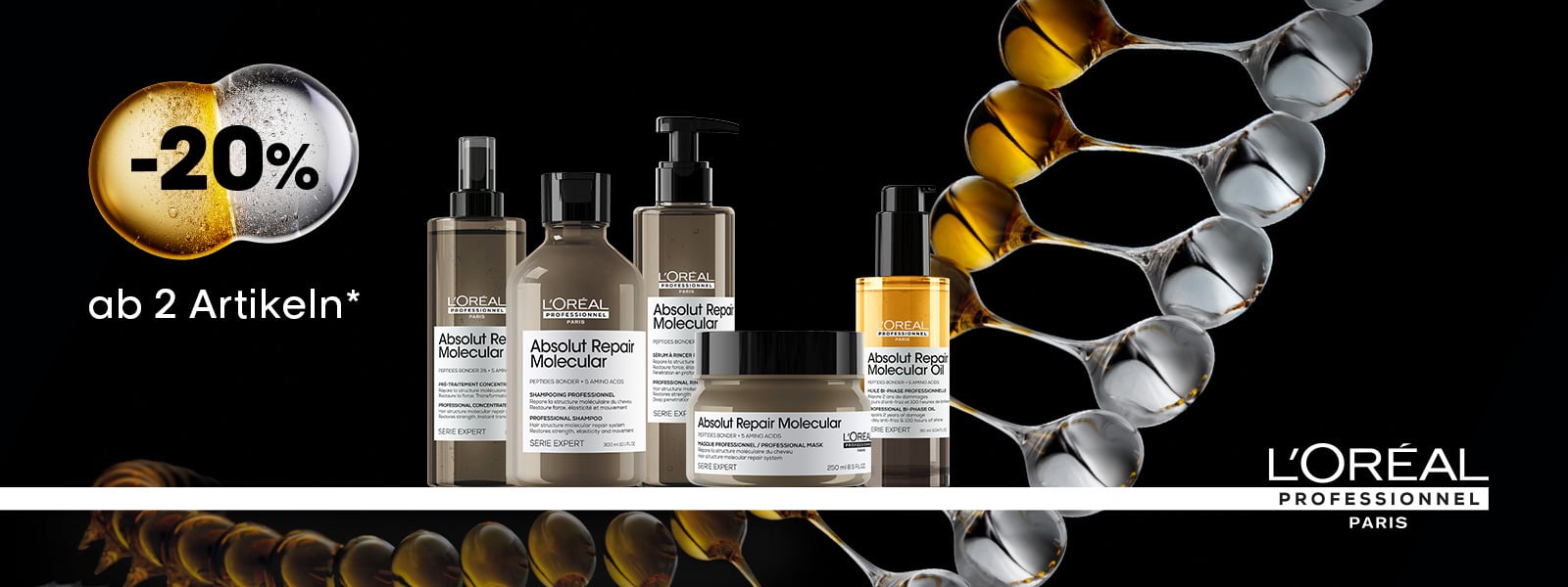 L'Oréal Professionnel: -20 % ab 2 gekauften Produkten aus Absolut Repair Molecular*.