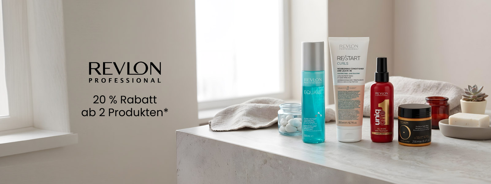 -20 % ab dem Kauf von 2 Produkten* auf das gesamte Sortiment von Revlon Professional.