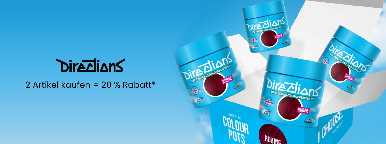 Im Oktober erhalten Sie beim Kauf von 2 Directions-Produkten 20 % Rabatt. Im Oktober erhalten Sie beim Kauf von 2 Directions-Produkten 20 % Rabatt.