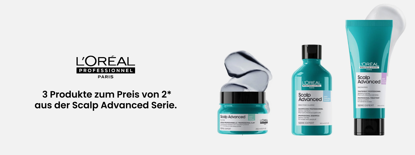 3 Produkte zum Preis von 2* aus der Scalp Advanced Serie von L’Oréal Professionnel