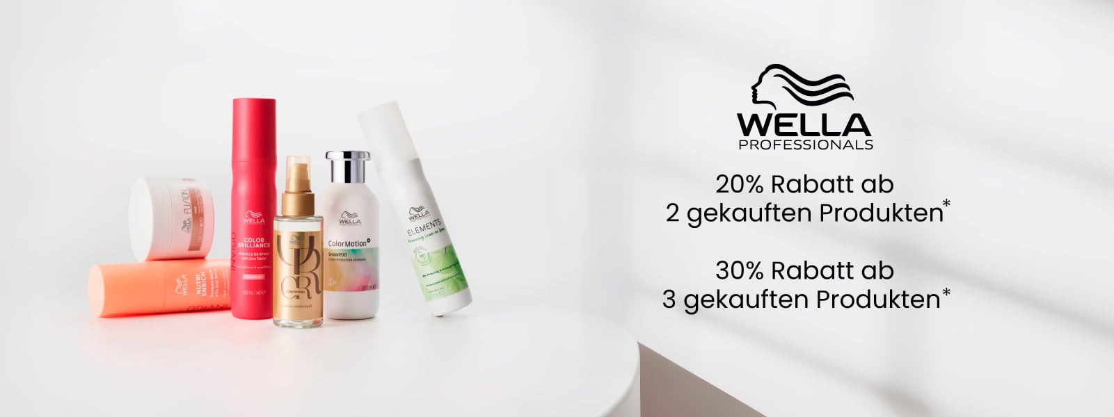 Wella Professionals: 20% Rabatt ab 2 gekauften Produkten, 30% Rabatt ab 3 gekauften Produkten *