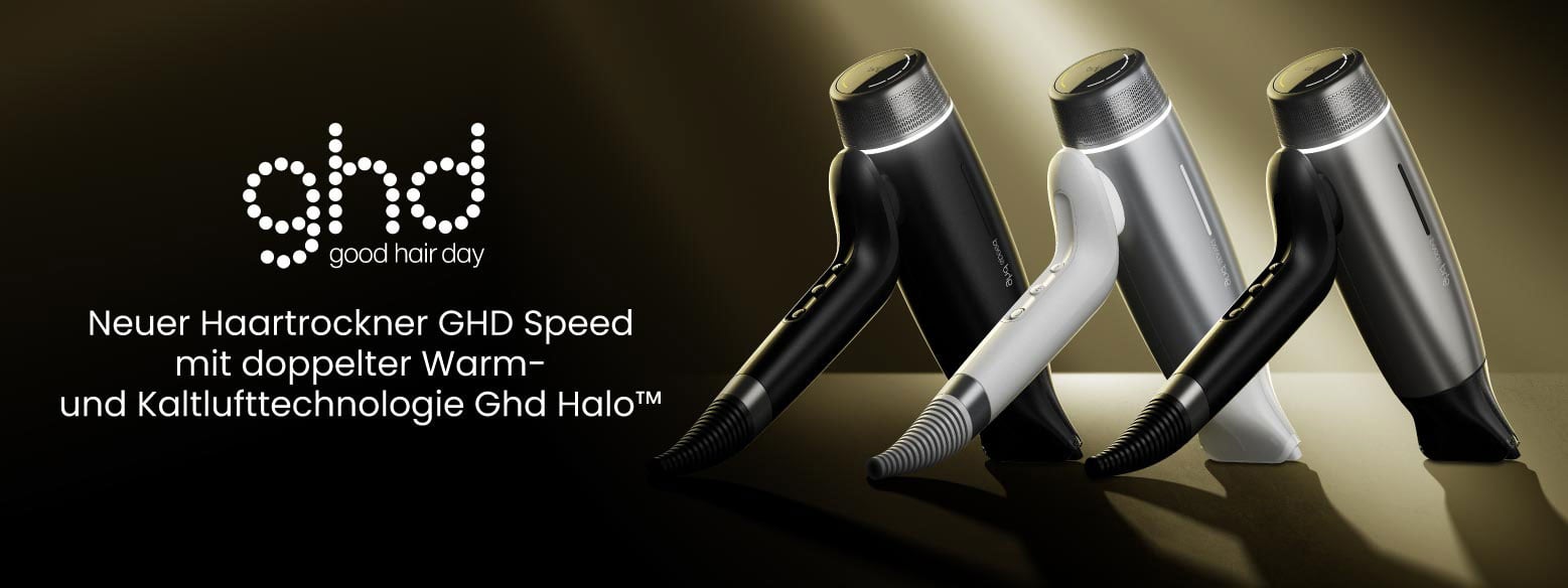  Verliebe dich in die neueste Revolution von GHD: den Haartrockner GHD Speed. Er ist ultraschnell und vereint Leistung und Kontrolle.