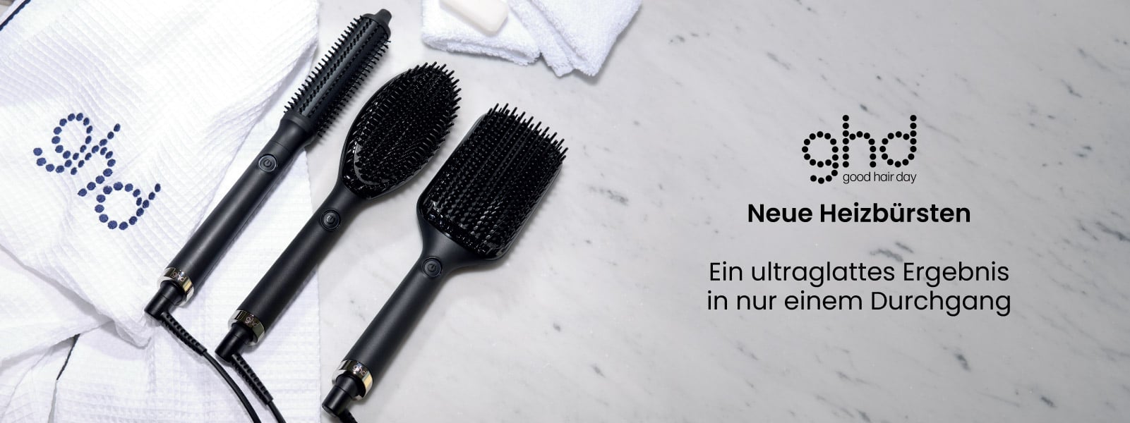 Neue GHD Heizbürsten: ein ultraglattes Ergebnis in nur einem Durchgang.